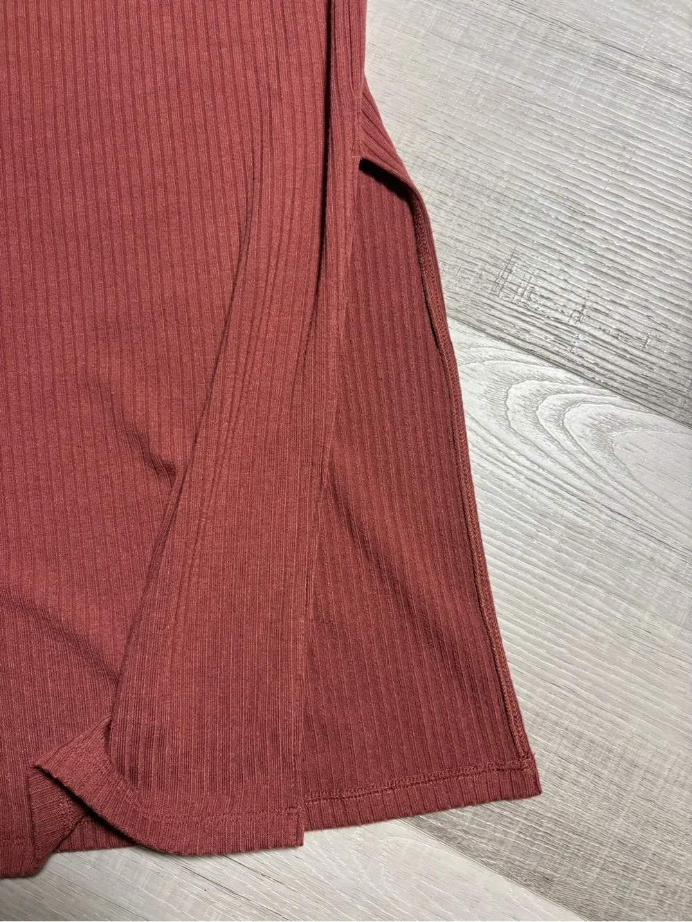 Abercrombie & Fitch Ribbed Maxi Tank Dress Rust Terracotta XL Stretch